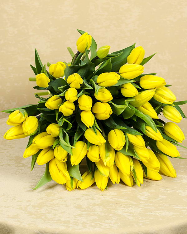 Bouquet with 51 yellow tulips