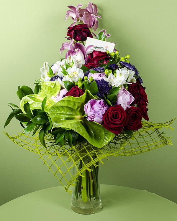 Modern bouquet with exotic flowers