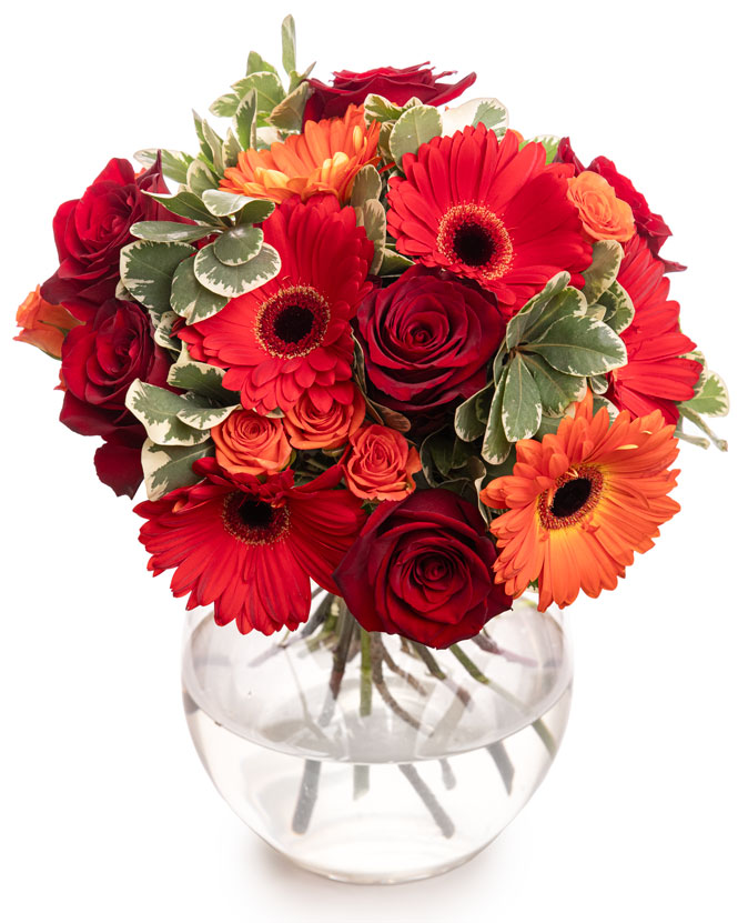 Bouquet with roses and gerbera