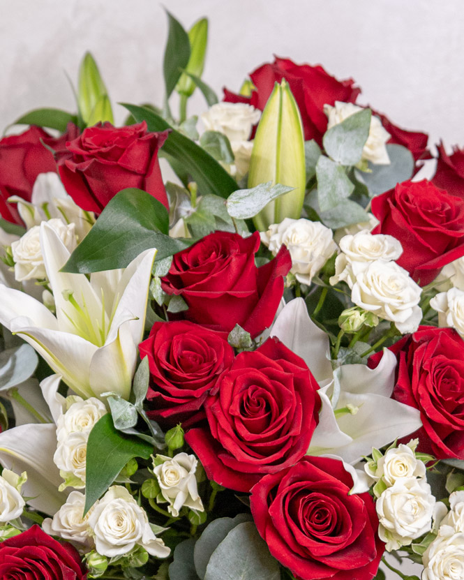 Luxury bouquet with lilies and roses