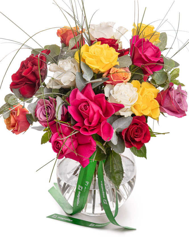 Bouquet with multicolored roses