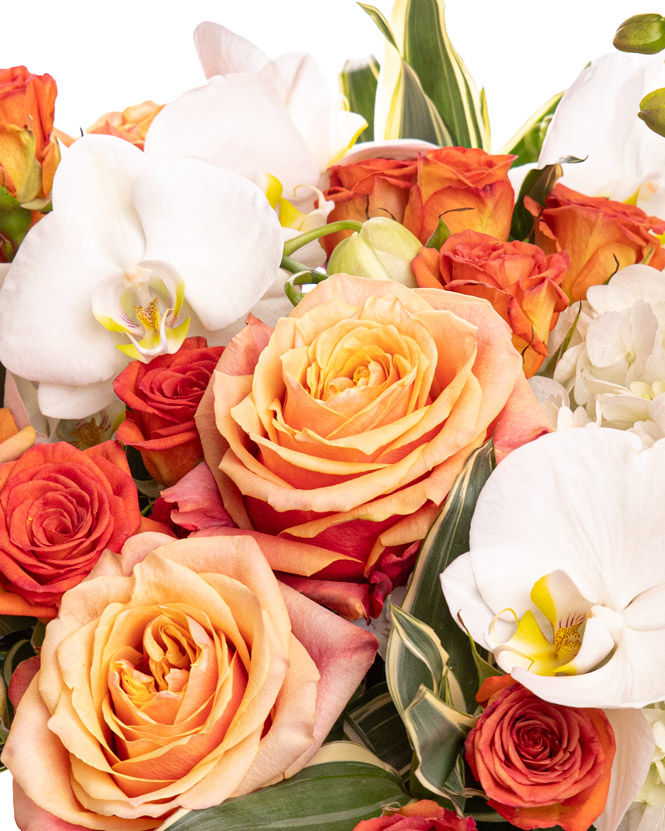 Elegant floral arrangement in a box