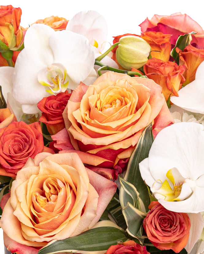 Elegant floral arrangement in a box