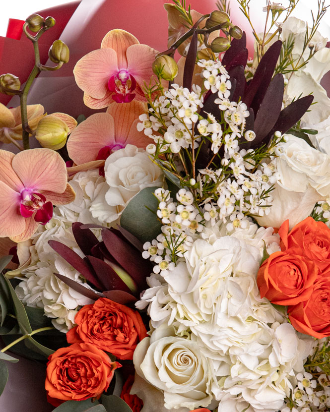 Bouquet with hydrangeas and orchids