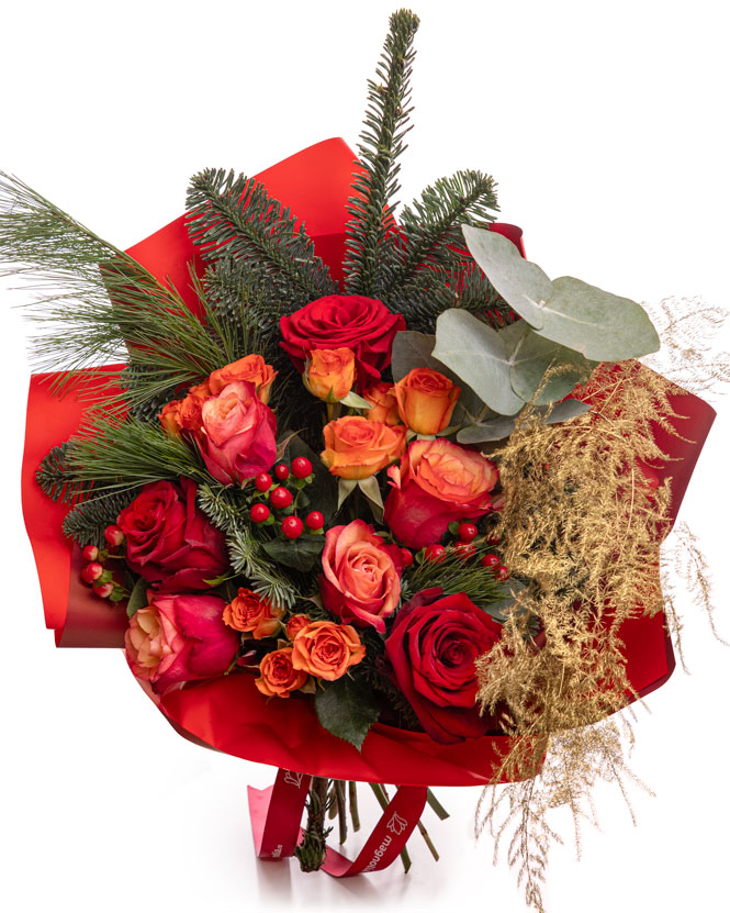 Orange flowers bouquet for Christmas