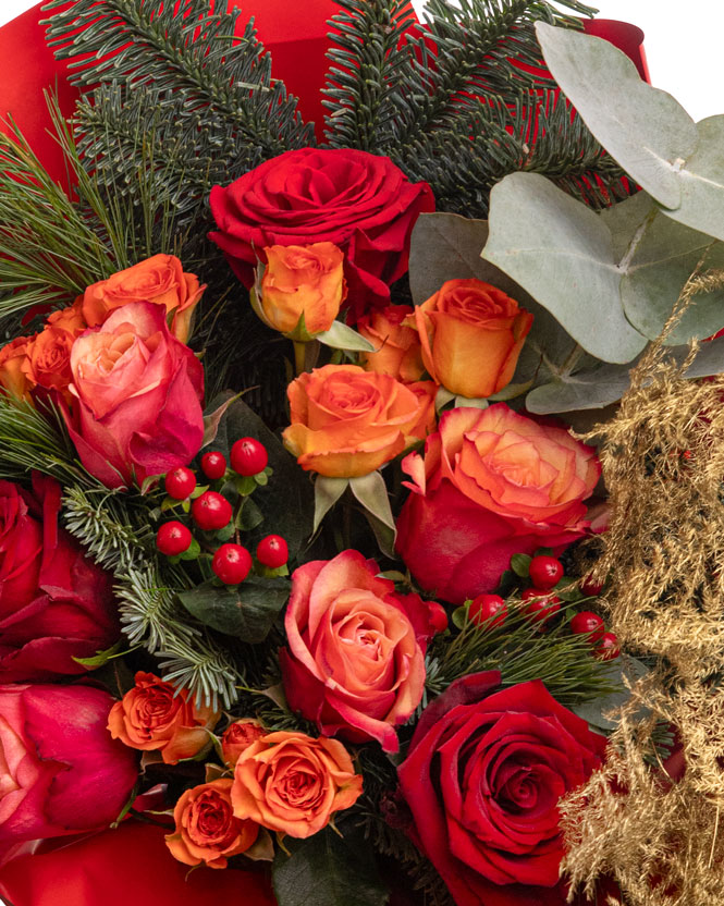 Orange flowers bouquet for Christmas