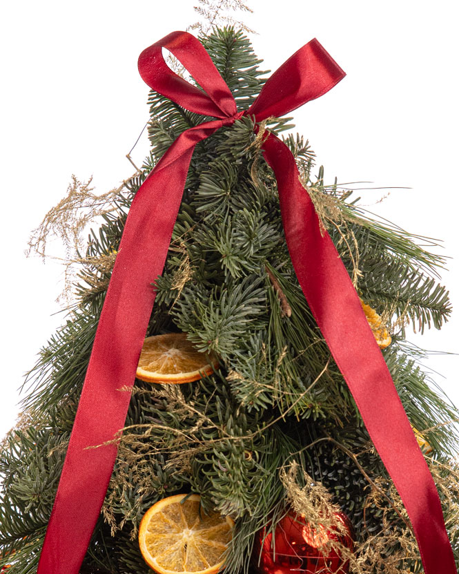 Christmas tree with red ornaments