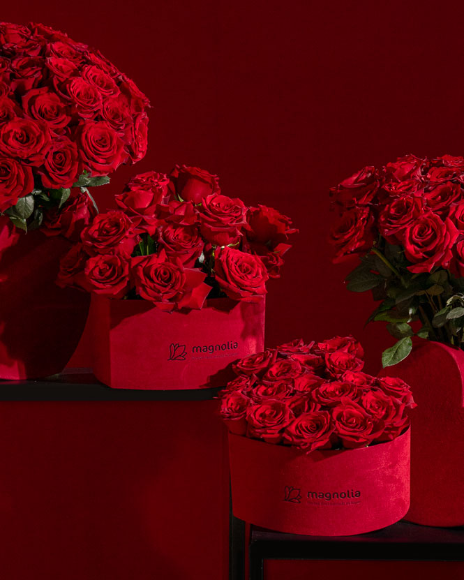 ”Love Story” red rose arrangements